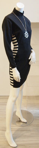 80s Black And White Side Stripe Dress