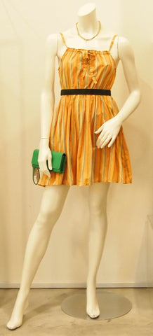 Striped In Orange Vintage Reconstructed Dress