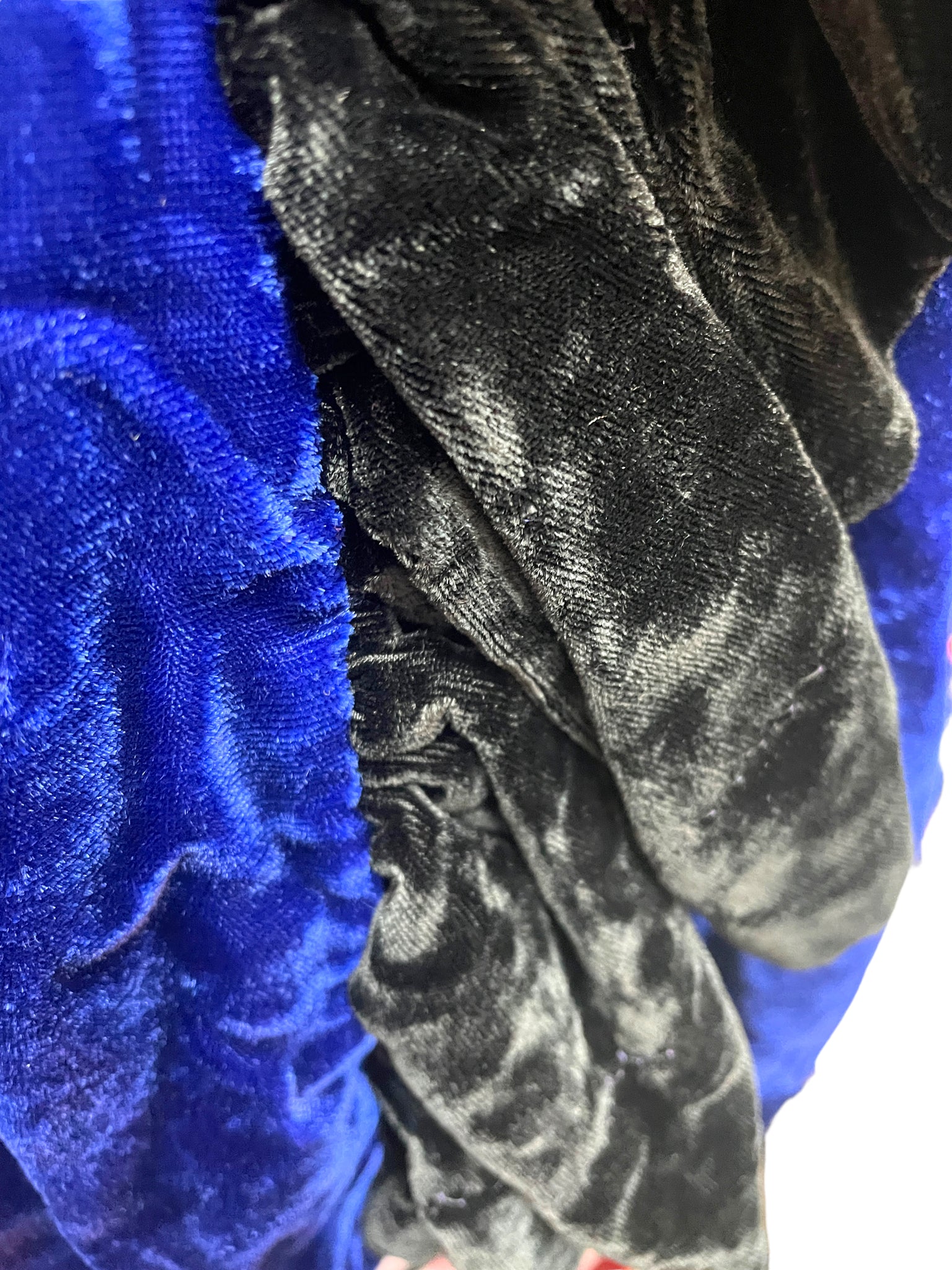 Unexpected Glamor Black Blue Strapless Bustier Velvet Cocktail Dress